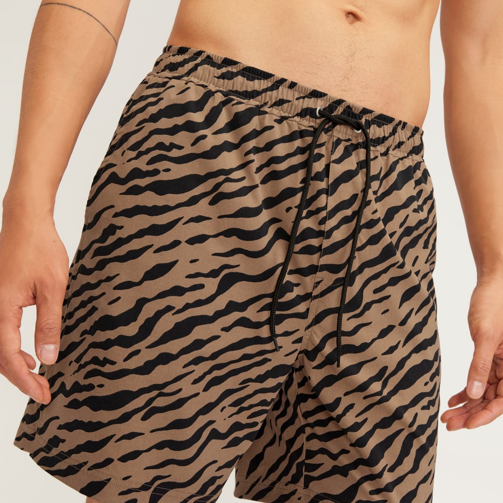 The ReNew Swim Short | Tiger Stripe Toasted Coconut