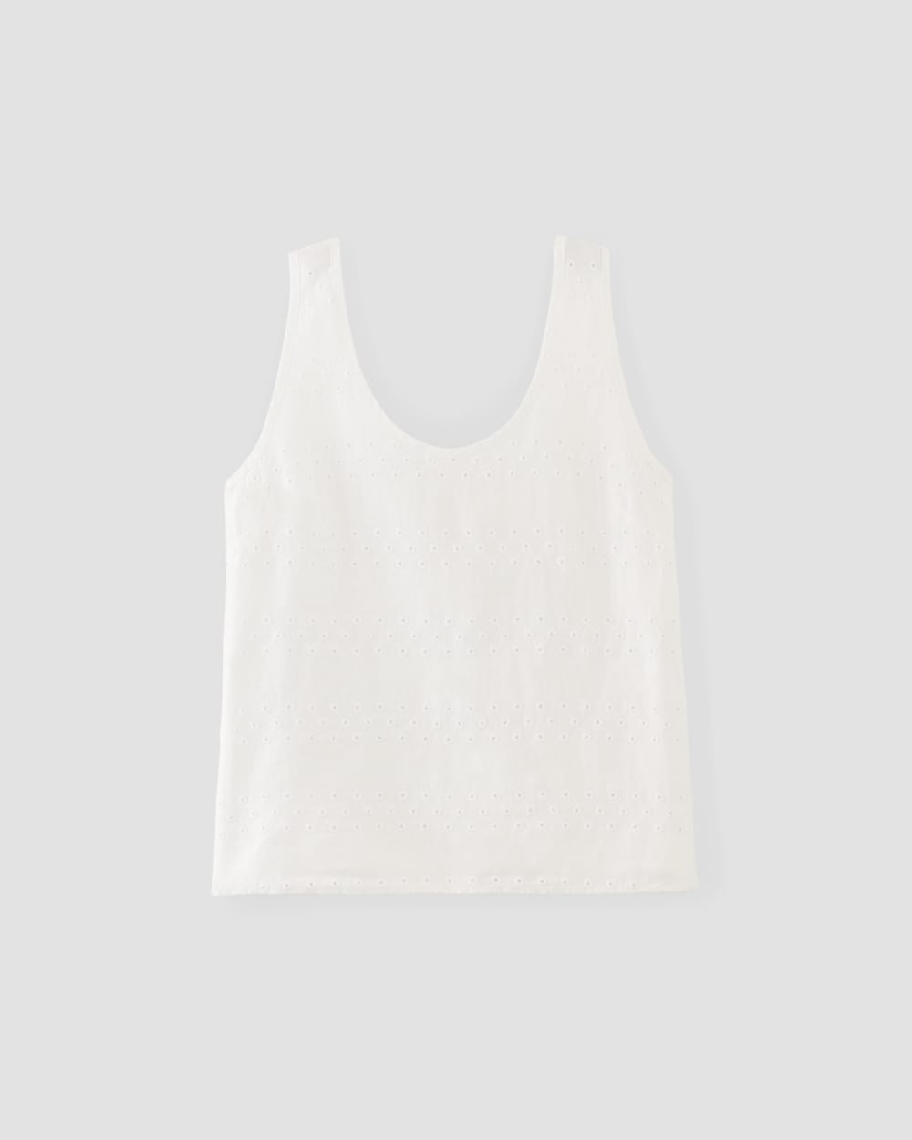 The Linen Eyelet Scoop-Neck Tank | White Eyelet