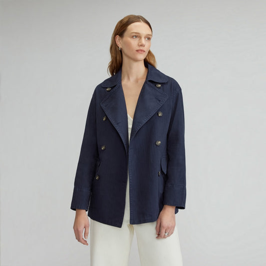 The Organic Cotton Herringbone Jacket | Navy