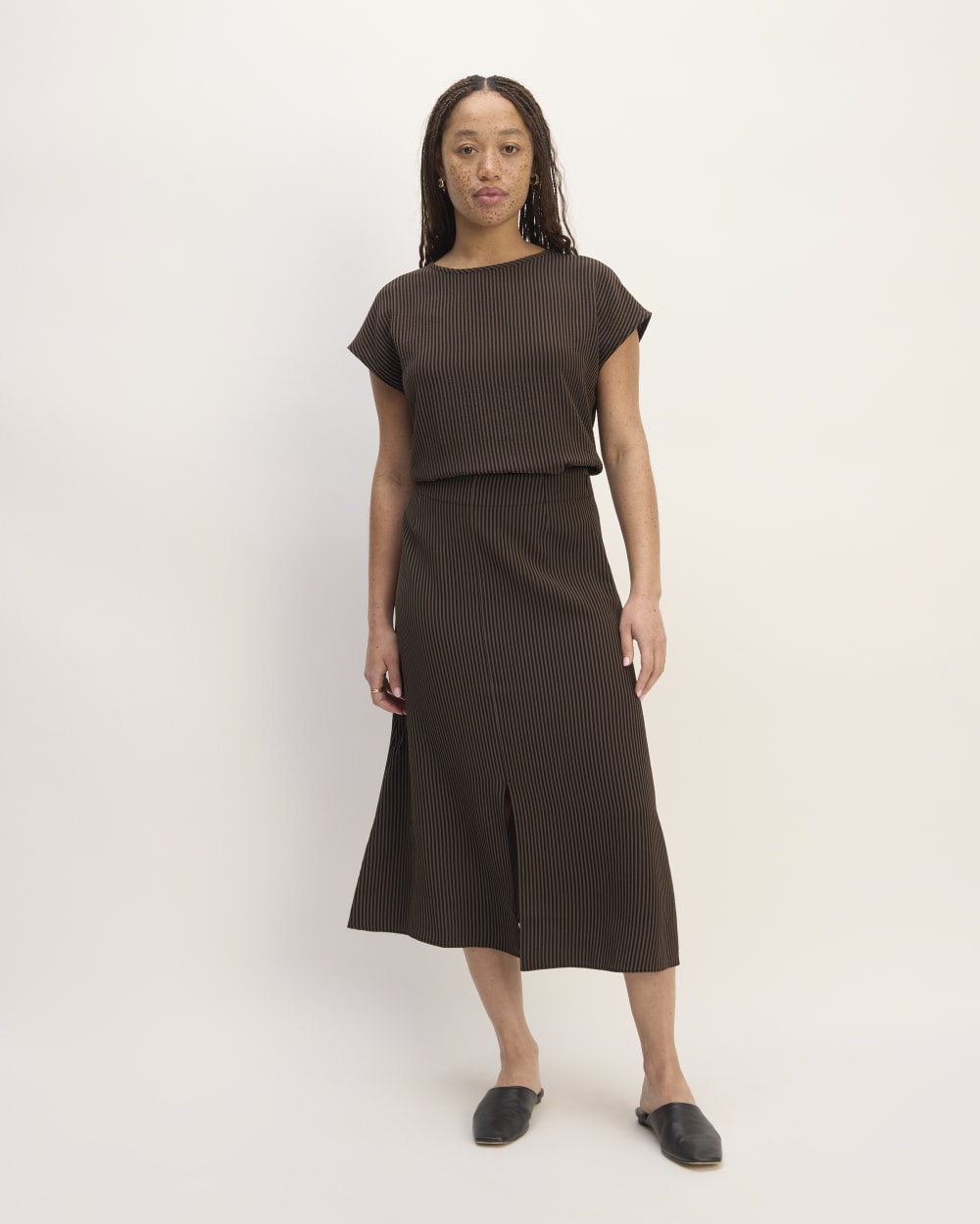 The Mini Jacquard Stripe Top | Cocoa / Black