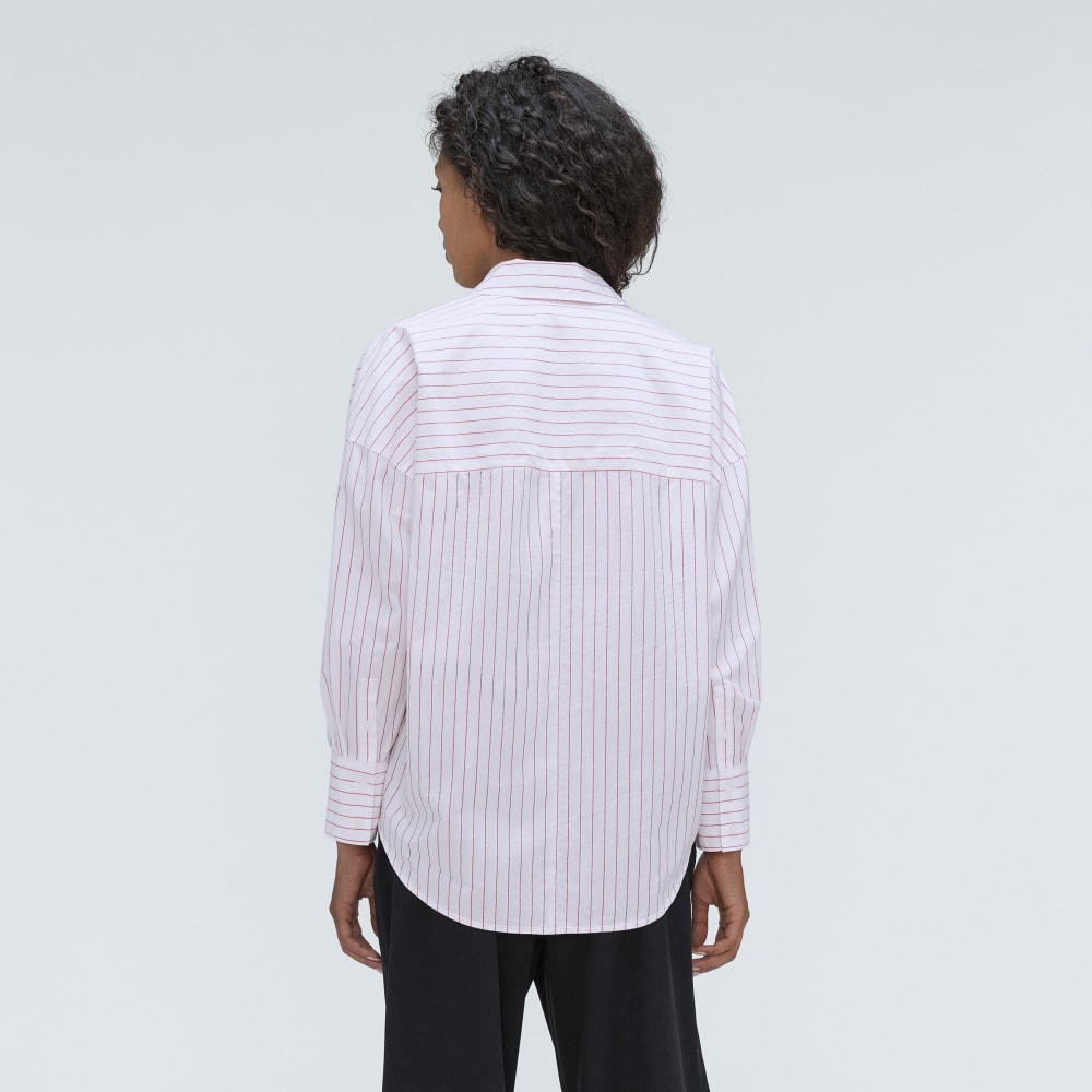 The Oversized Poplin Shirt | Equestrian Red / White