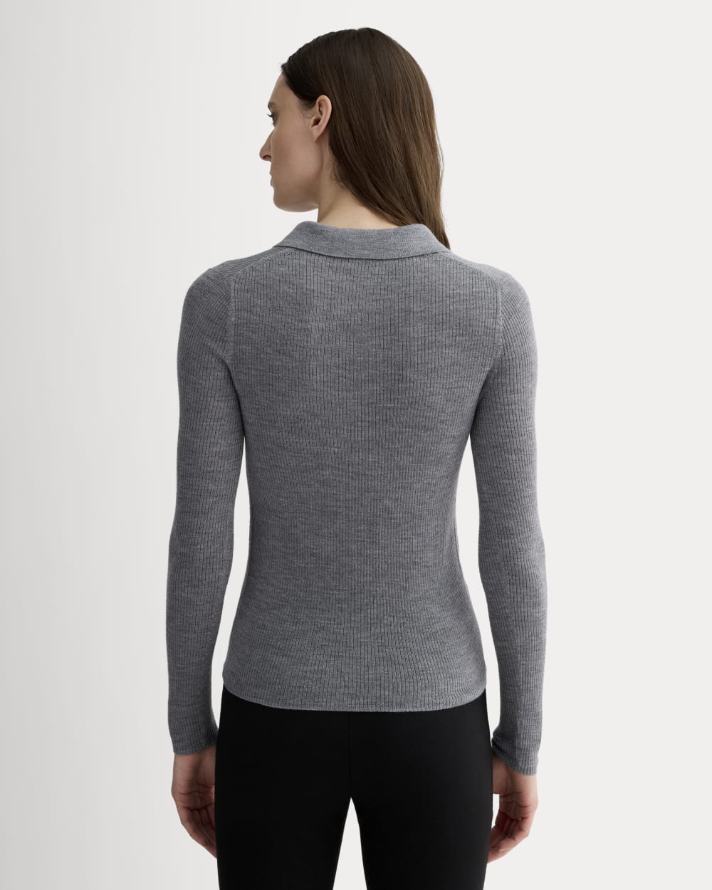 The Polo in Ultrasoft Merino | Heather Mid Grey