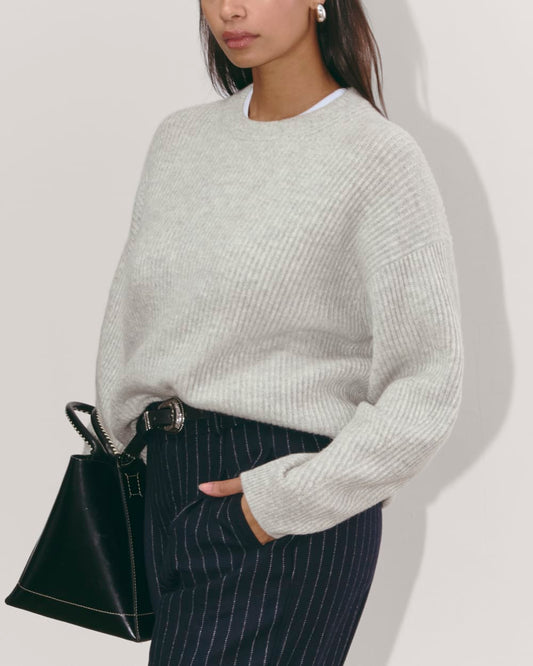 The Cocoon Crew in Wool Cashmere | Light Heather Grey