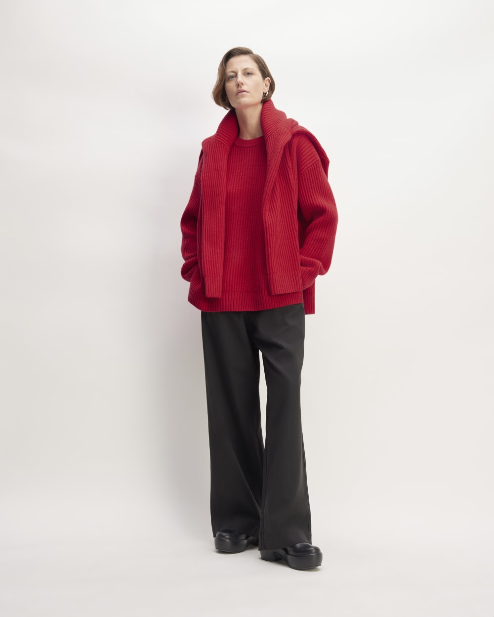 The Oversized Crew in Luxe Merino | Classic Red