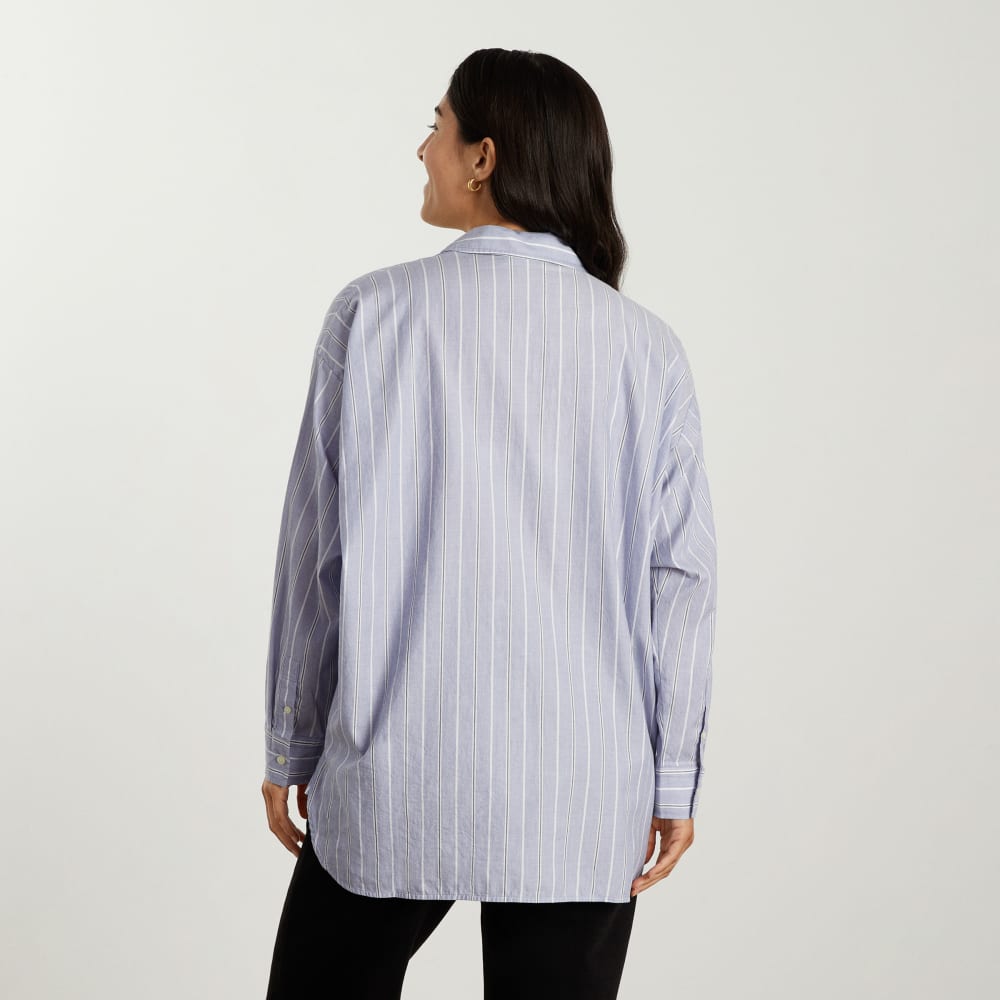 The Oversized Silky Cotton Shirt | Slate Blue