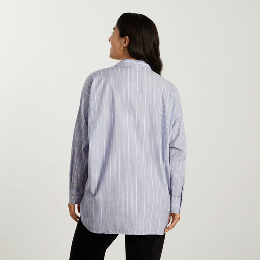 The Oversized Silky Cotton Shirt | Slate Blue