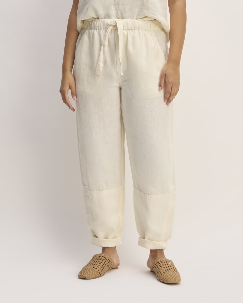 The Linen Pull-On Barrel Pant | Bone