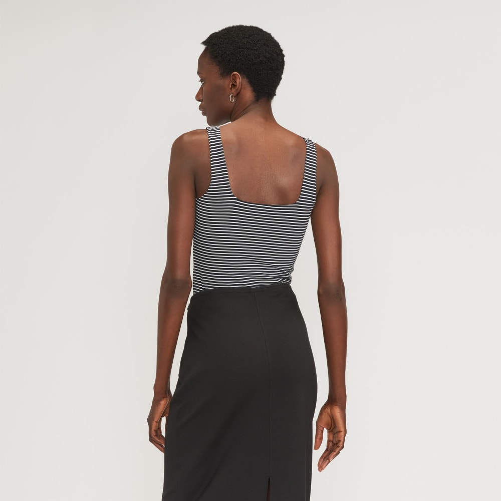 The Supima® Sleeveless Top | Black / White