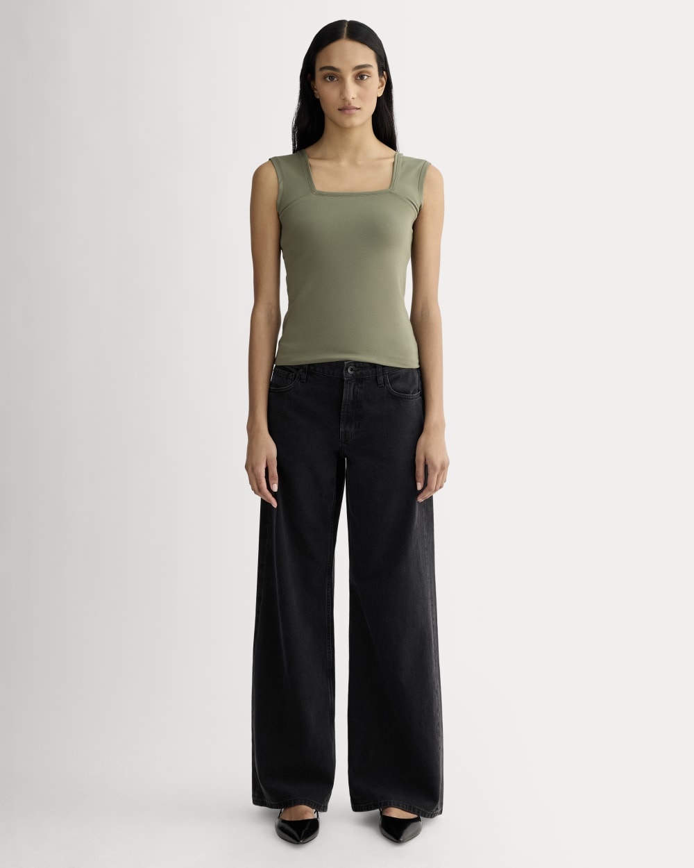 The Form Square-Neck Tank | Lichen Green