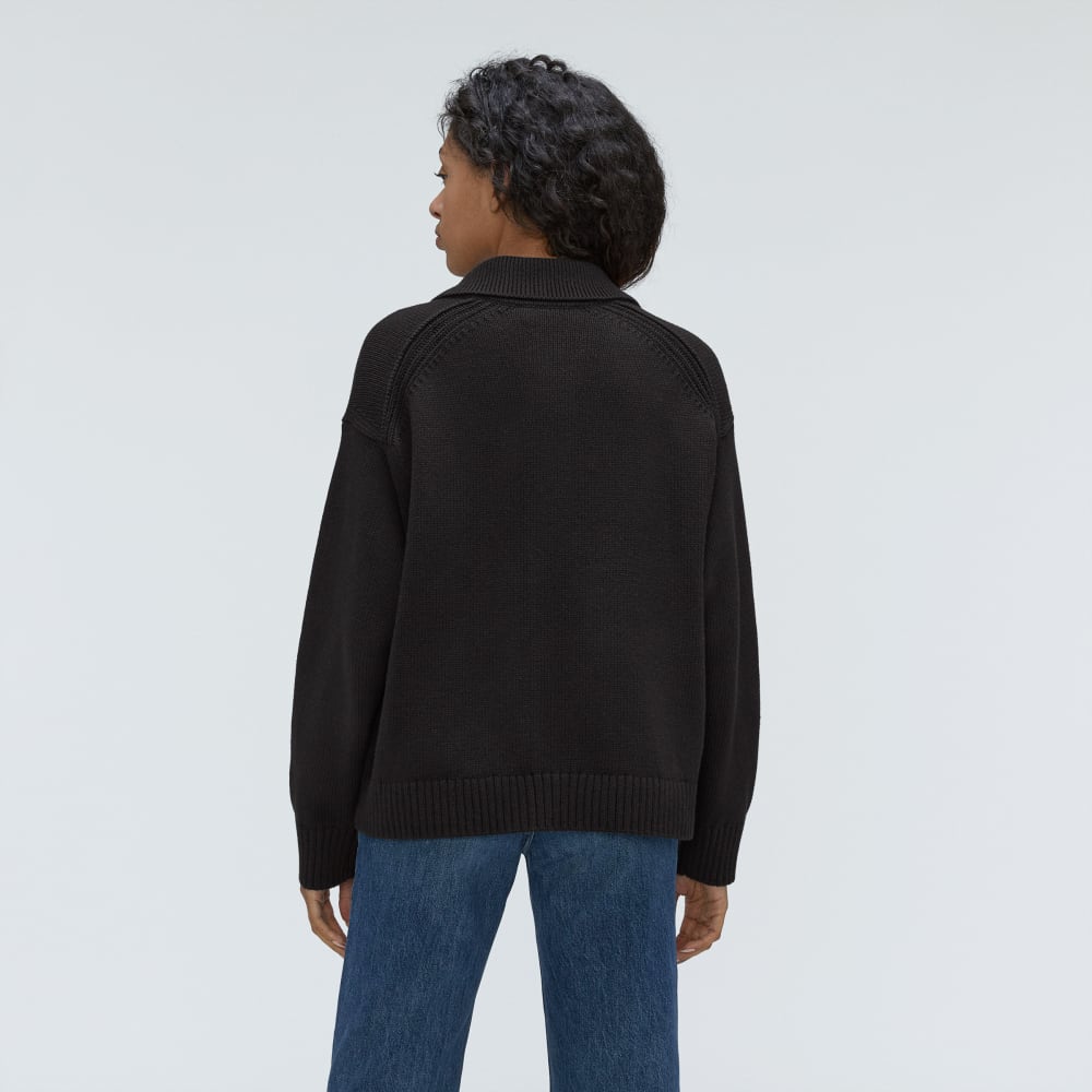 The Cotton Chore Sweater Jacket | Black