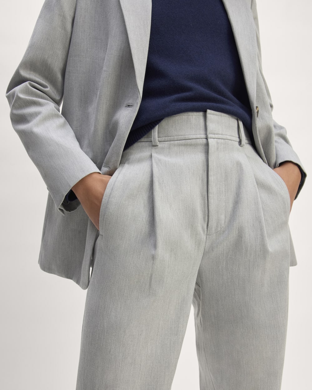 The Draper Pleated Pant in Buttersmooth | Heather Steel | 32 Inseam