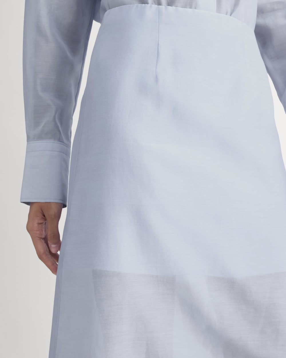 Midi Skirt in Cotton-Silk Organza | Kentucky Blue