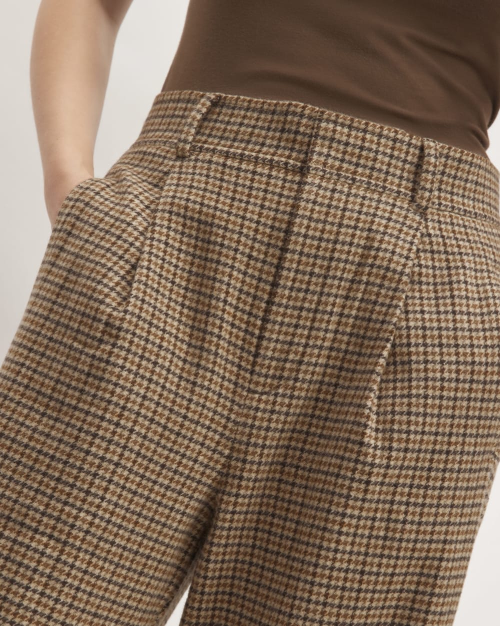 The ReWool® Way-High Drape Pant | Camel Houndstooth