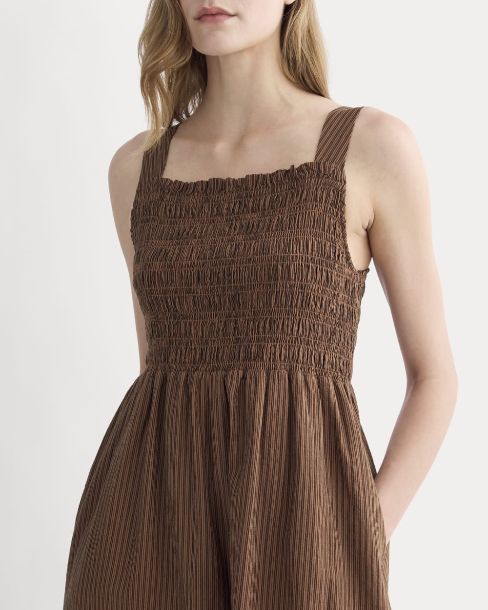 The Gauze Smock Dress | Carob Brown / Black