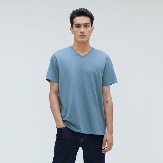 The Organic Cotton V-Neck Tee | Greyish Blue