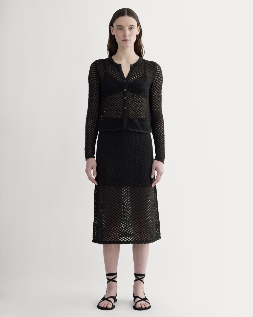 The Lace Knit Cardigan | Black