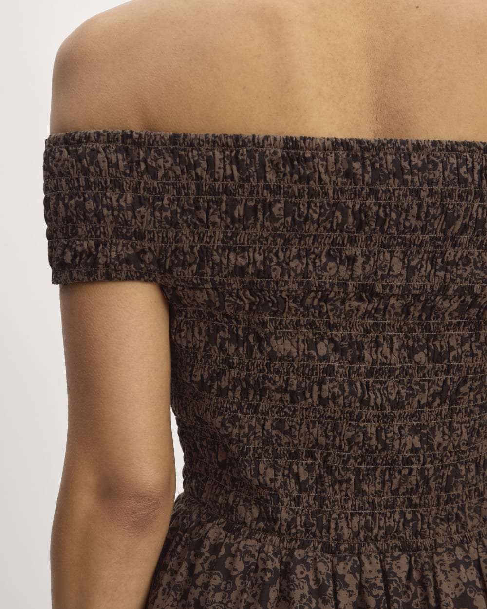 The Gauze Off-the-Shoulder Dress | Black / Cocoa Small Floral