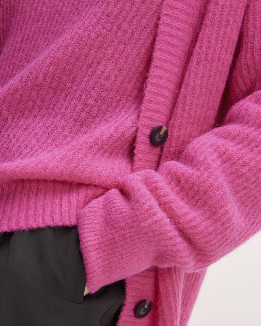 The Alpaca Oversized Cardigan | Fuchsia Pink