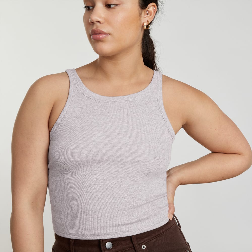The Pima Micro-Rib Short Tank | Wisteria Grey