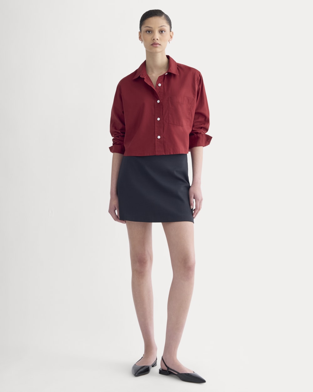 The Way-Short Shirt in Silky Cotton | Merlot