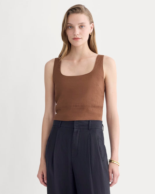The Square Tank in Stretch Linen | Cedarwood