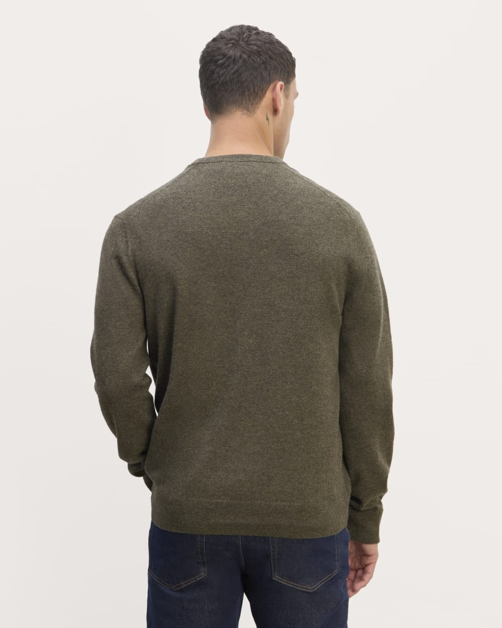 The Cashmere V-Neck Sweater | Heathered Army Green