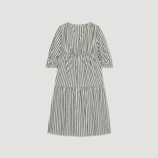 The Poplin Tiered Dress | Bone / Black