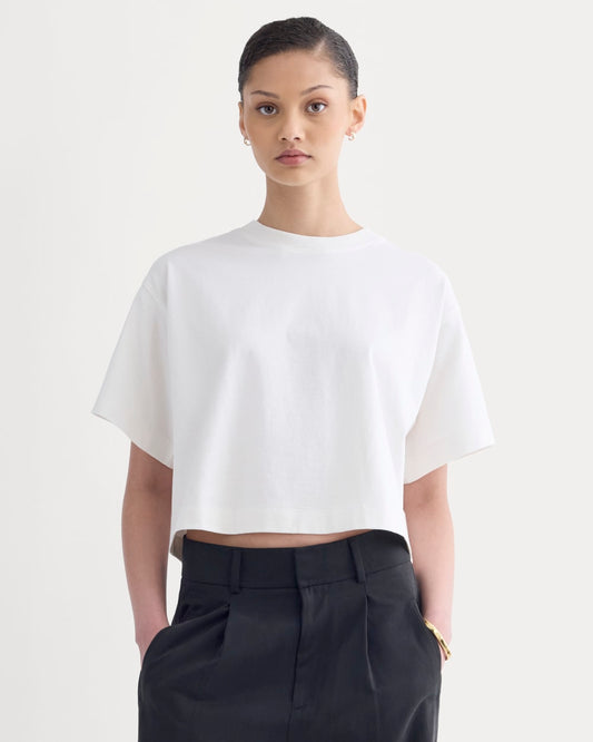 The Premium Weight Cropped Tee | Bone