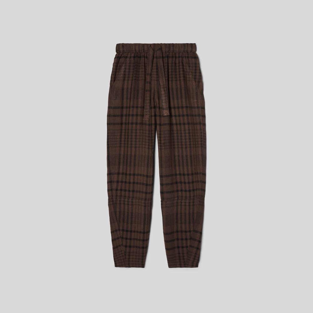The Linen Pull-On Barrel Pant | Chocolate Brown / Black