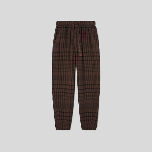 The Linen Pull-On Barrel Pant | Chocolate Brown / Black
