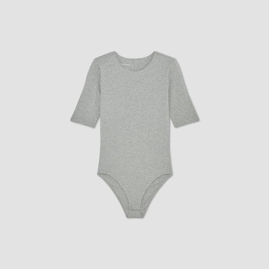 The Short-Sleeve Crew Neck Bodysuit | Heathered Grey | Bikini