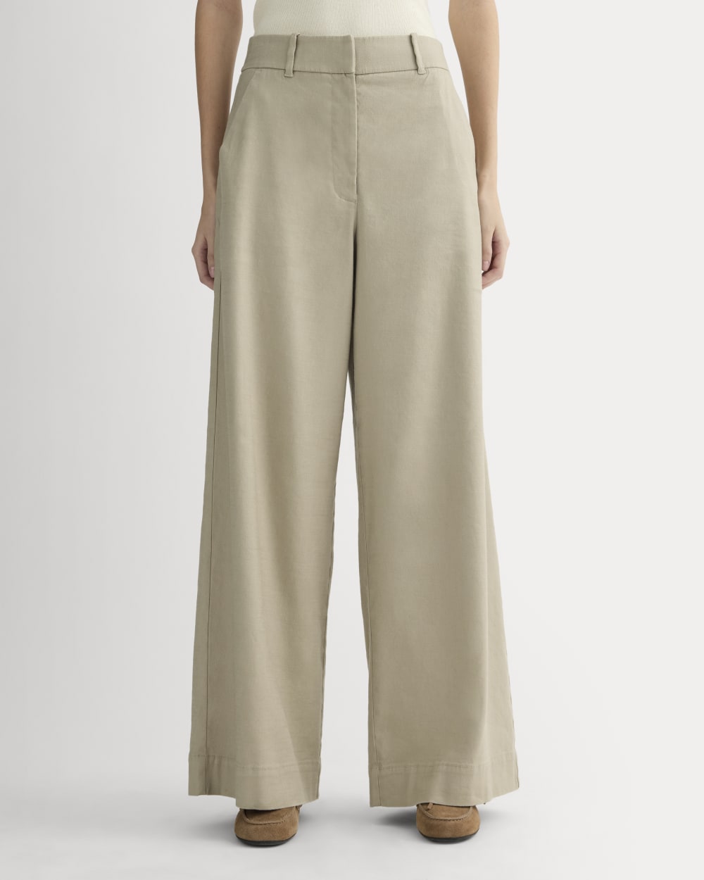 The Wide-Leg Pant in Stretch Linen | Trench Coat Khaki