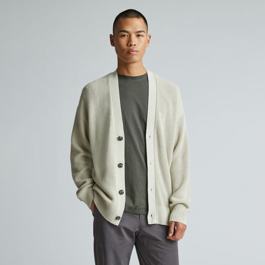 The No-Sweat Ribbed Cardigan | Pelican