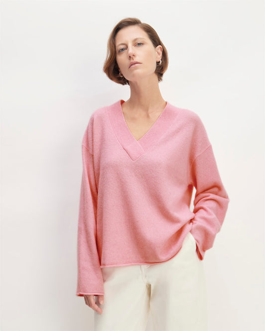 The Cozy-Stretch V-Neck Sweater | Pink Peony