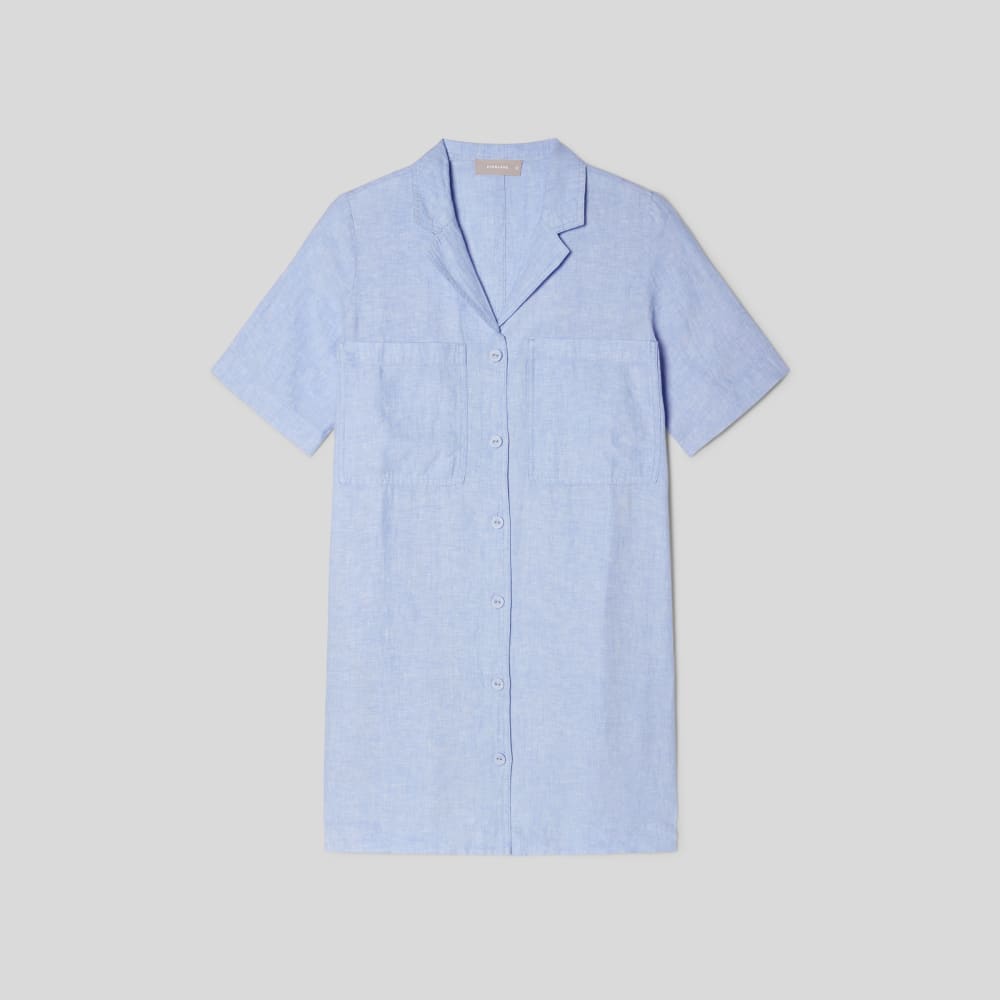 The Linen Workwear Dress | Light Blue