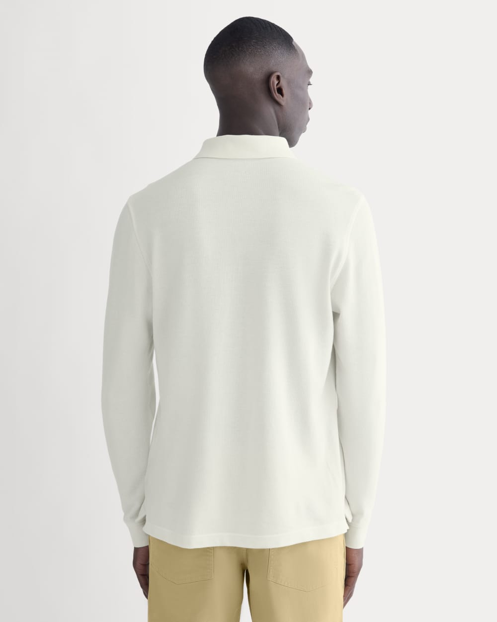 The Long-Sleeve Pique Polo | Bone