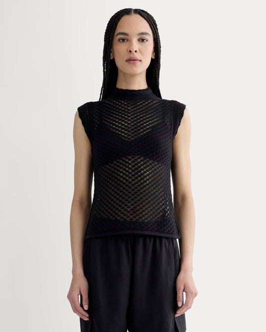The Lace Knit Tank | Black