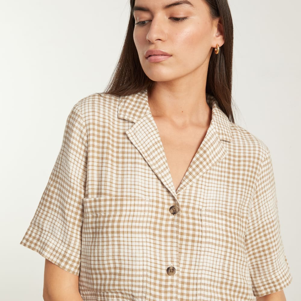The Linen Workwear Dress | Iced Coffee Grid