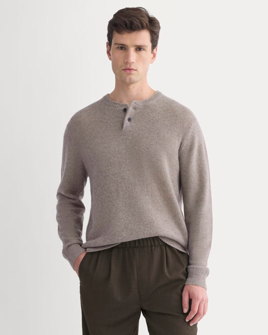 Henley in Wool Cashmere | Light Heathered Taupe