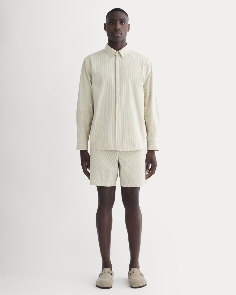 The Seersucker Long-Sleeve Shirt | Trench Coat Khaki / Natural