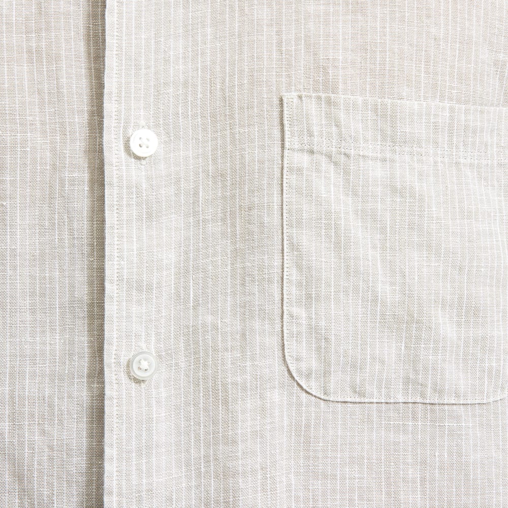 The Classic Short-Sleeve Shirt in Linen | Stone / White Stripe