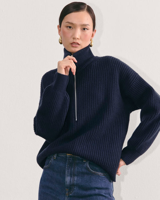 The Half-Zip Sweater in Luxe Merino | Navy