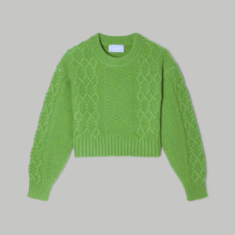 The Felted Merino Cropped Cable Sweater | Salted Lime