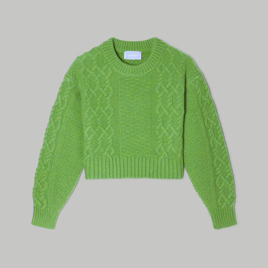 The Felted Merino Cropped Cable Sweater | Salted Lime
