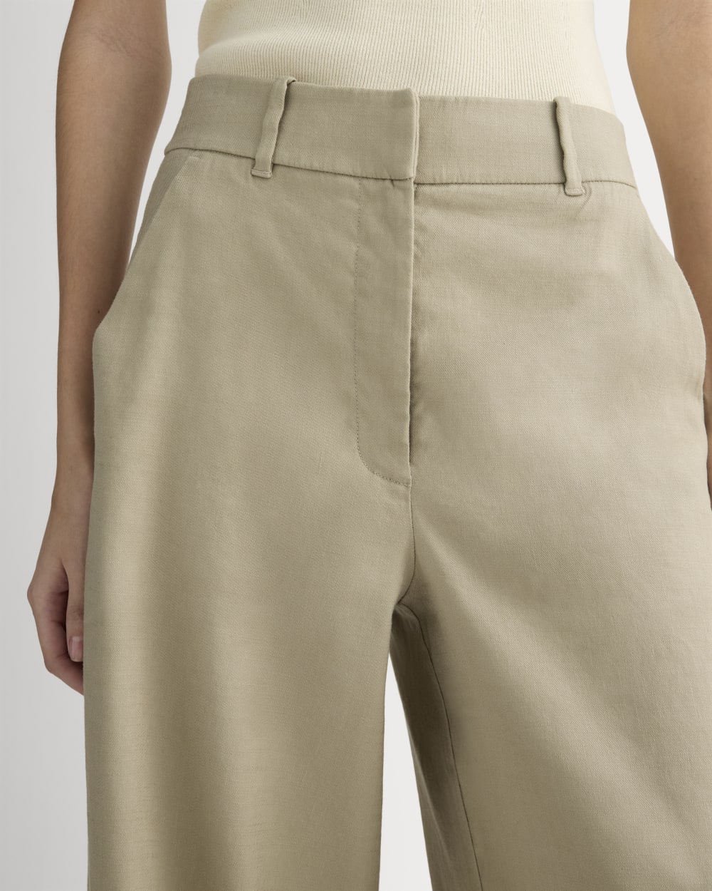 The Wide-Leg Pant in Stretch Linen | Trench Coat Khaki