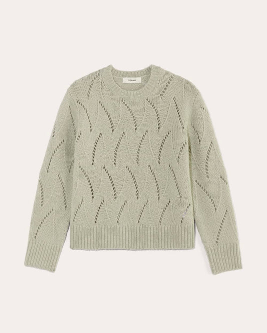 The Pointelle Sweater in Cloud | Seagrass