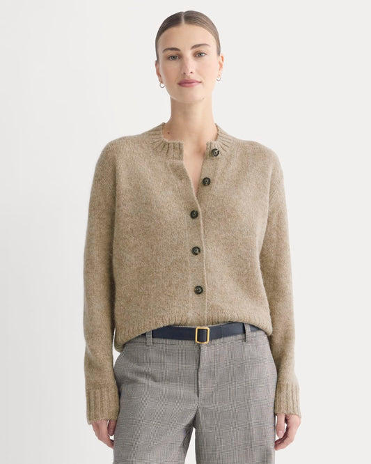 The Crew Cardigan in Alpaca | Dark Heathered Camel