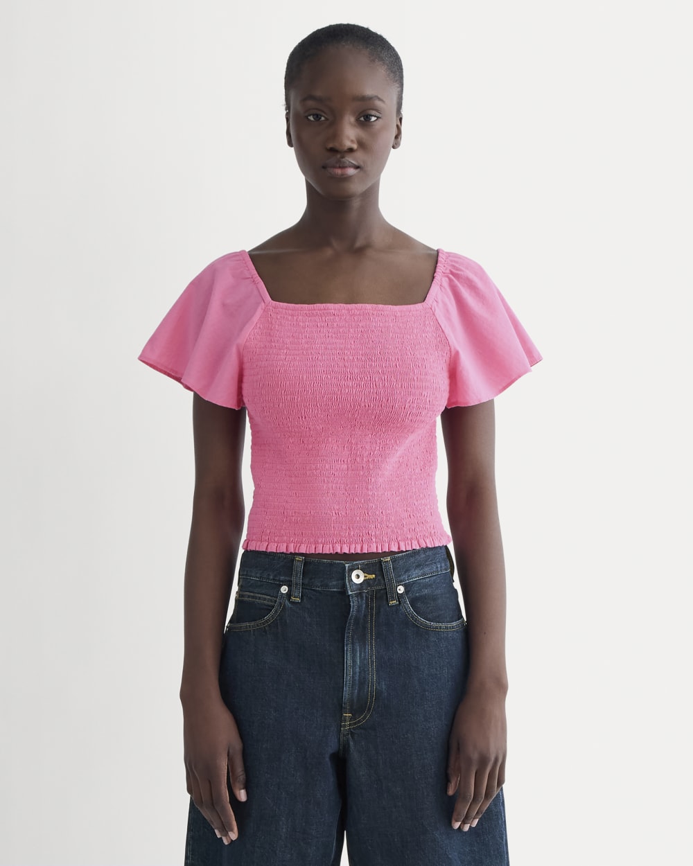 The Gauze Smocked Top | Deep Pink
