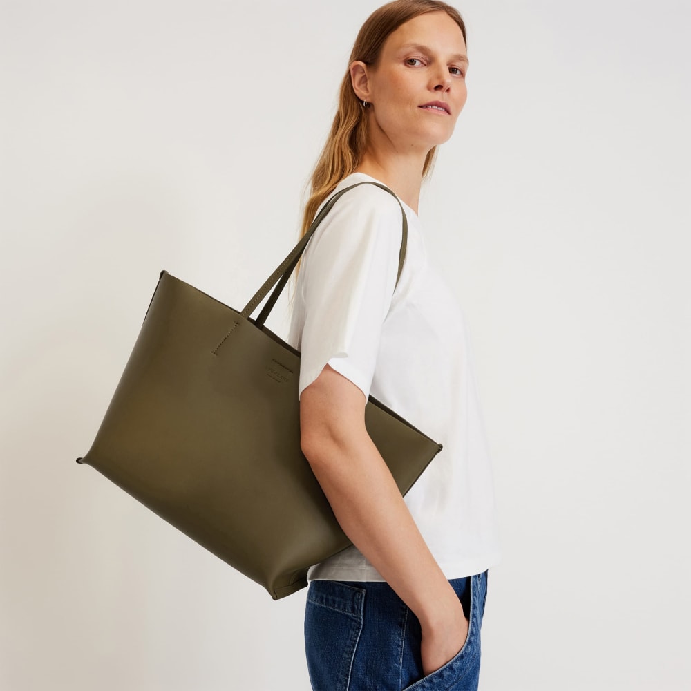 The Luxe Medium Italian Leather Tote | Beech