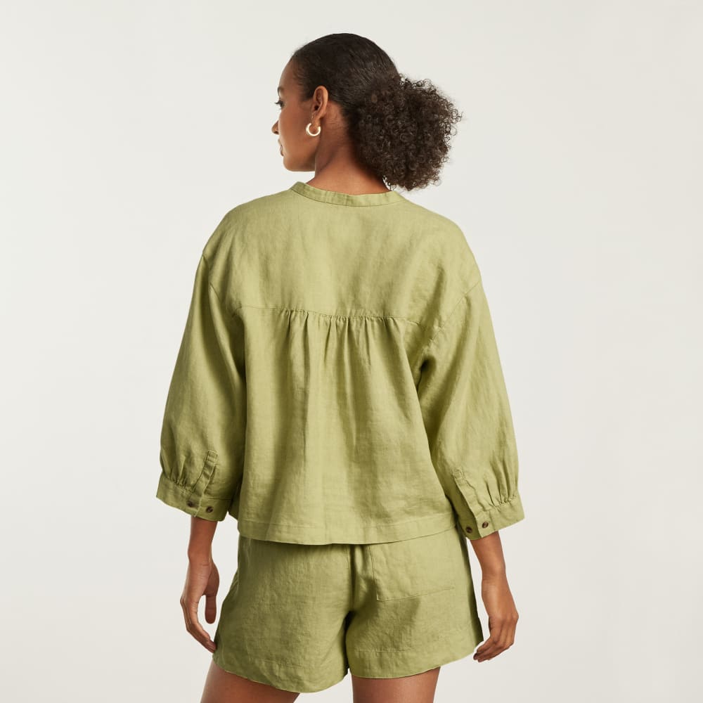 The Linen Billow Blouse | Leek
